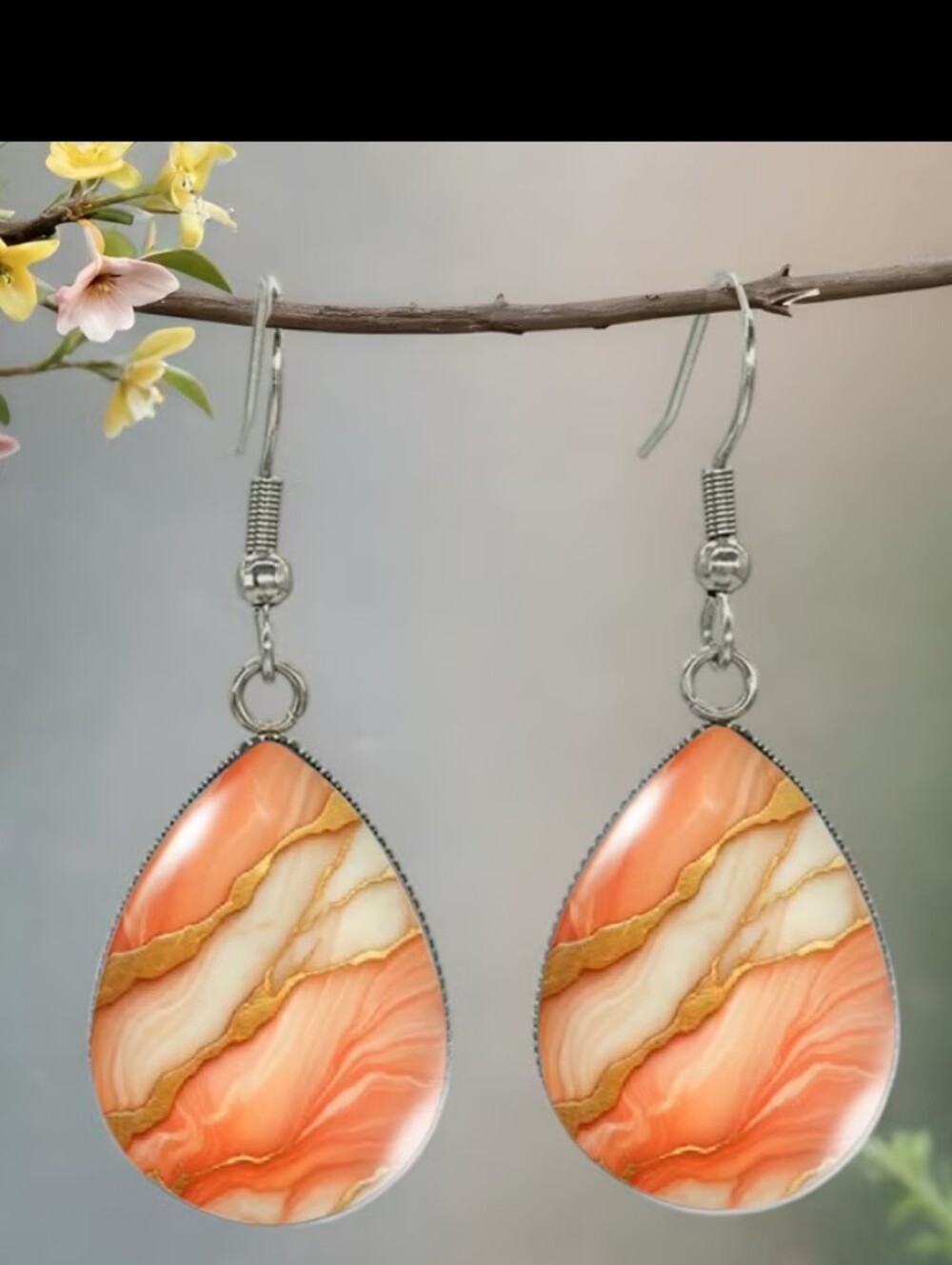 STERLING TEARDROP CORAL EARRINGS 2-IN DANGLE